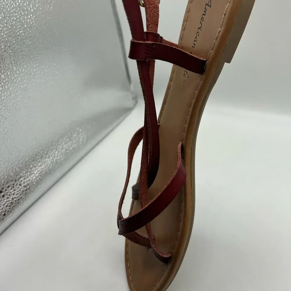 American Eagle Outfitters Women's Red Strappy Thong Sandals Size 9.5
